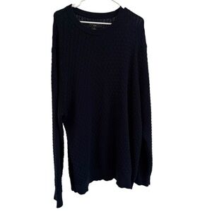 Shaquille O’Neal Navy Textured Knit Crewneck Sweater Men’s XXL 2XL